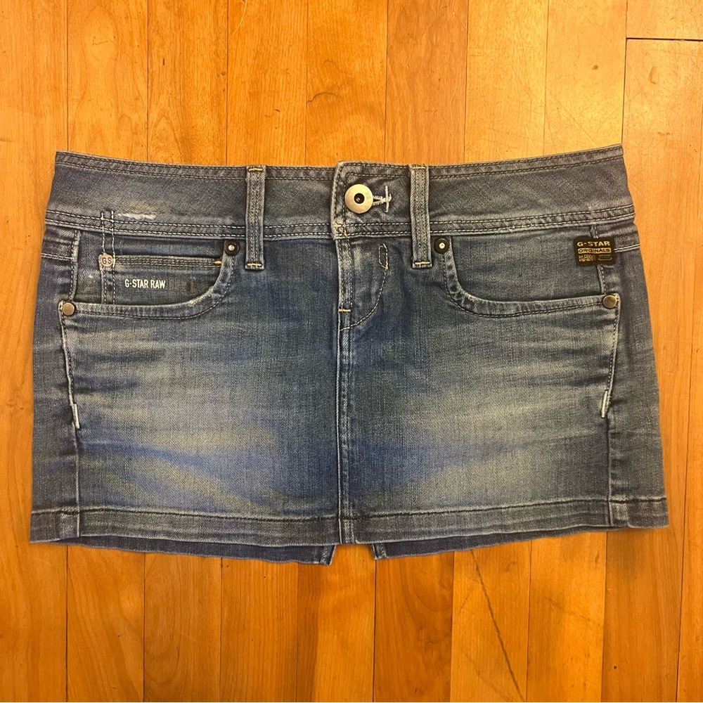 G-Star Medium Blue Wash Denim Mini Skirt - Size 27